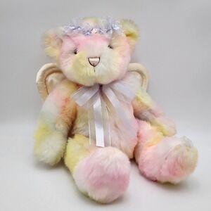 Vintage Toys R‎ Us Animal Alley Tye Dye Pastel Plush Bear Angel 15" Satin Wings